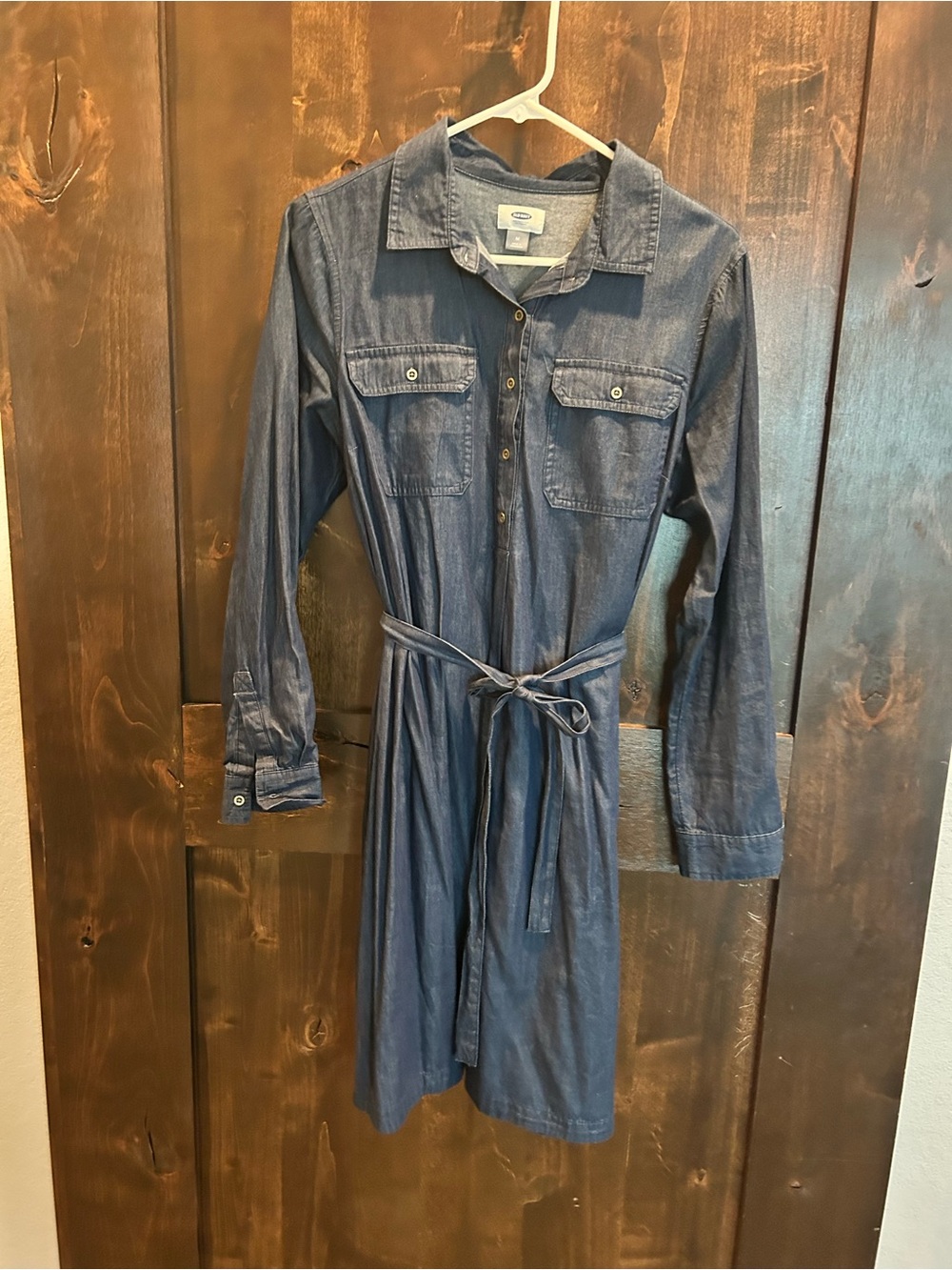 Old Navy Medium Blue Denim-Style Button Dress